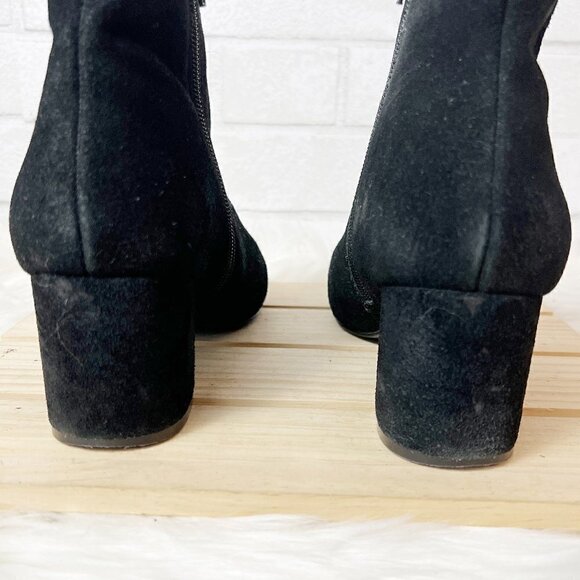 Steve Madden Rey Black Suede Ankle Boot Block Heel Booties Women's Size 7M - Picture 9 of 10